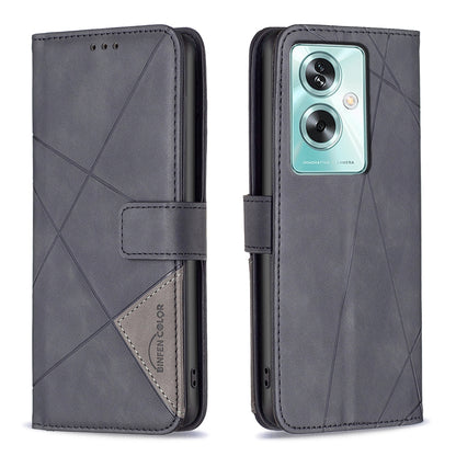OPPO A79 5G Rhombus Texture Leather Phone Case with Magnetic Buckle and Card Holder