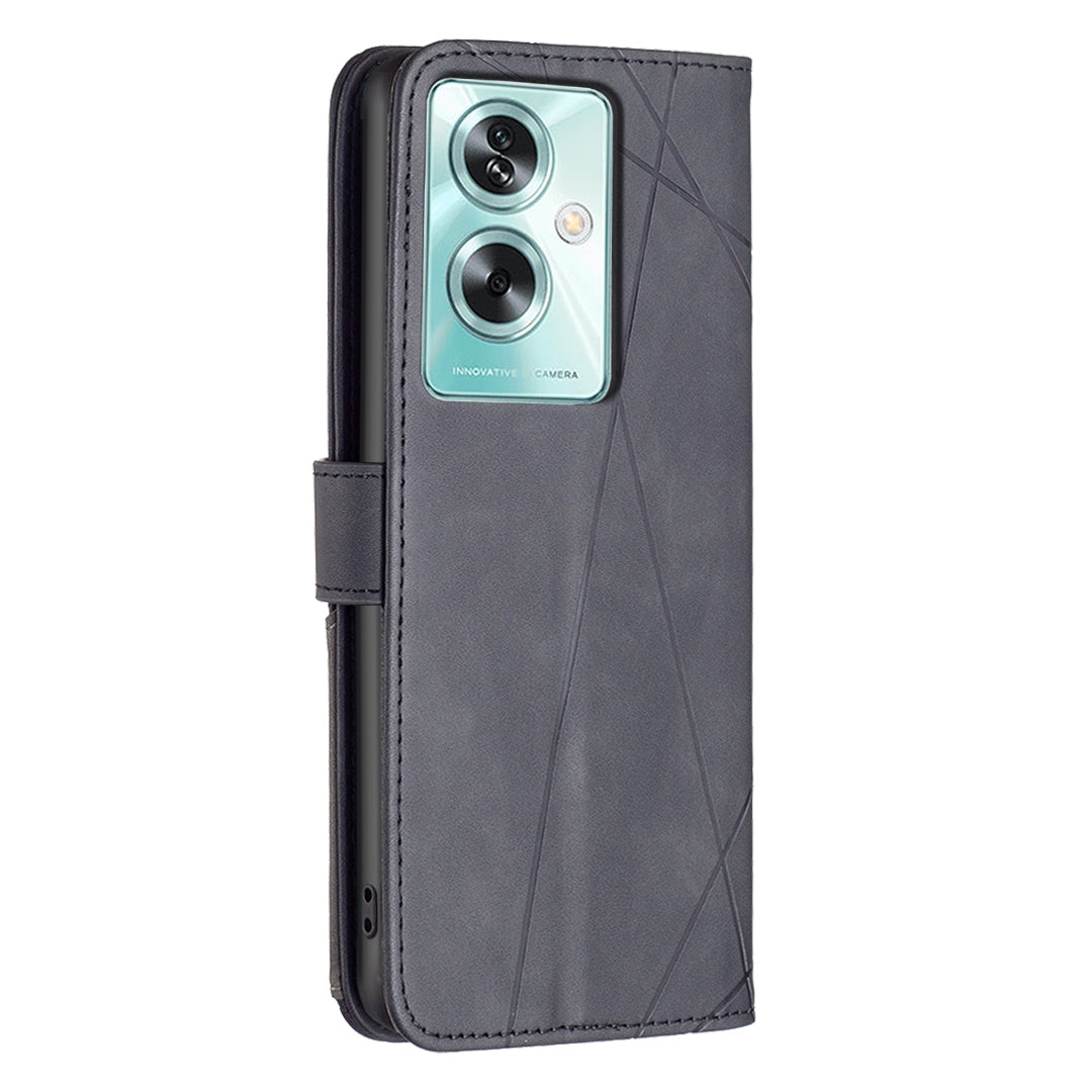 OPPO A79 5G Rhombus Texture Leather Phone Case with Magnetic Buckle and Card Holder