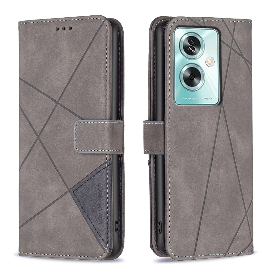 OPPO A79 5G Rhombus Texture Leather Phone Case with Magnetic Buckle and Card Holder