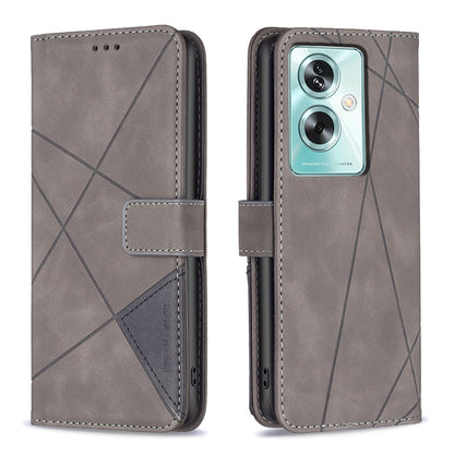 OPPO A79 5G Rhombus Texture Leather Phone Case with Magnetic Buckle and Card Holder
