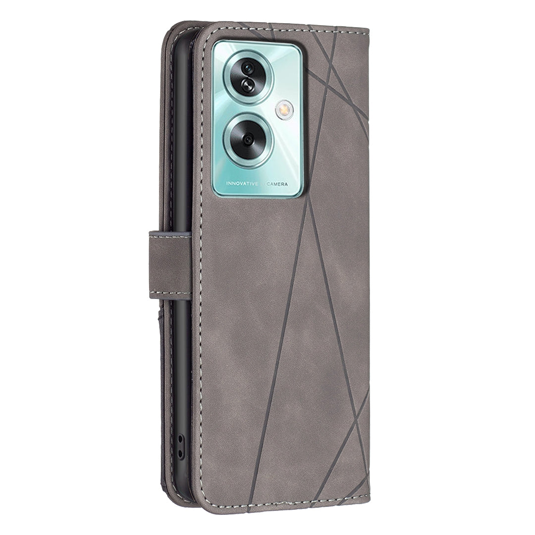 OPPO A79 5G Rhombus Texture Leather Phone Case with Magnetic Buckle and Card Holder