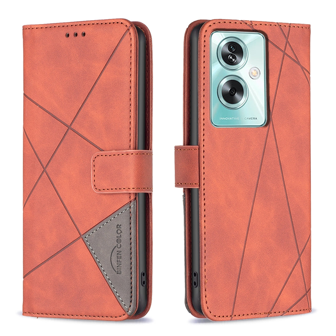 OPPO A79 5G Rhombus Texture Leather Phone Case with Magnetic Buckle and Card Holder