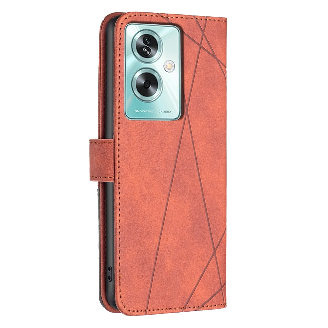 OPPO A79 5G Rhombus Texture Leather Phone Case with Magnetic Buckle and Card Holder