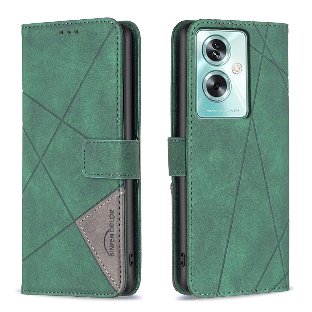 OPPO A79 5G Rhombus Texture Leather Phone Case with Magnetic Buckle and Card Holder