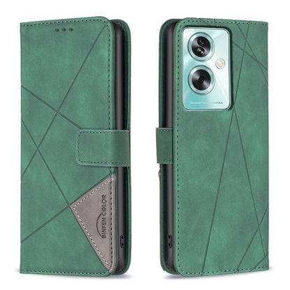 OPPO A79 5G Rhombus Texture Leather Phone Case with Magnetic Buckle and Card Holder