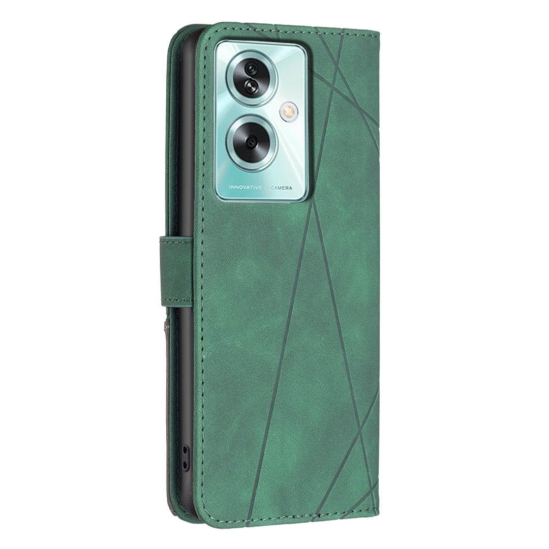 OPPO A79 5G Rhombus Texture Leather Phone Case with Magnetic Buckle and Card Holder