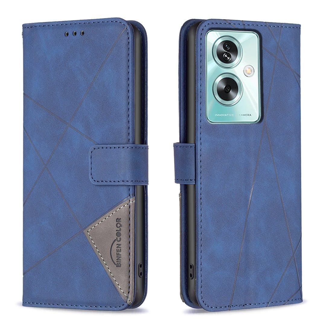 OPPO A79 5G Rhombus Texture Leather Phone Case with Magnetic Buckle and Card Holder