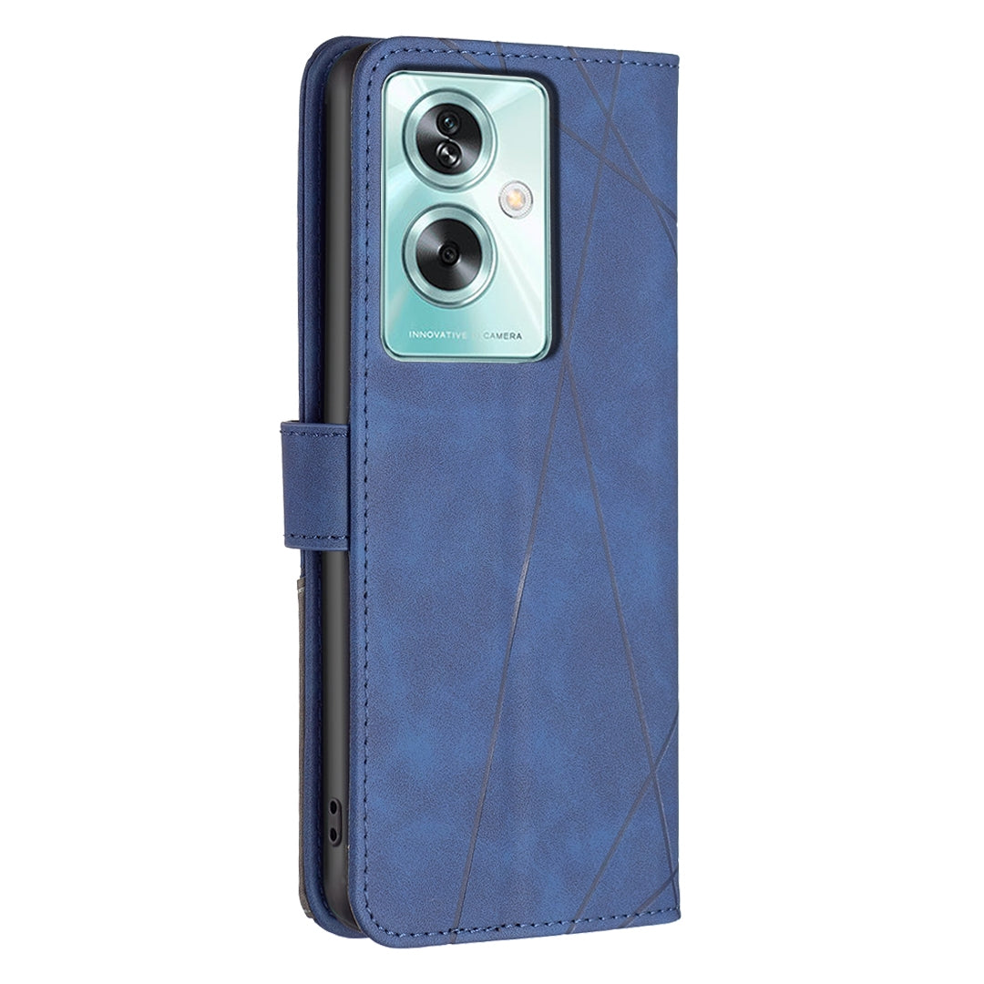 OPPO A79 5G Rhombus Texture Leather Phone Case with Magnetic Buckle and Card Holder