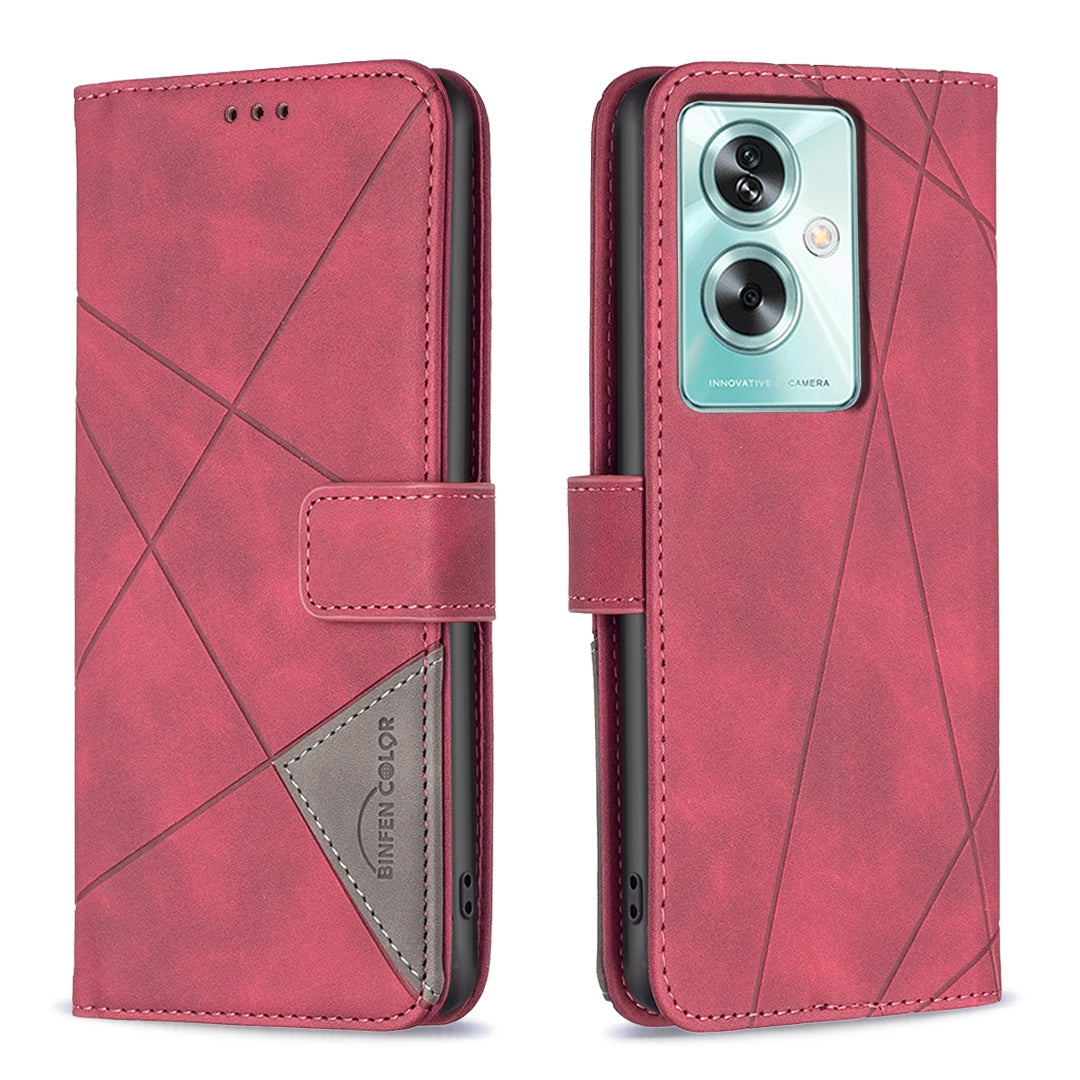 OPPO A79 5G Rhombus Texture Leather Phone Case with Magnetic Buckle and Card Holder