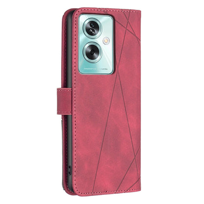 OPPO A79 5G Rhombus Texture Leather Phone Case with Magnetic Buckle and Card Holder