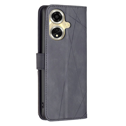 OPPO A59 5G Rhombus Texture Leather Phone Case with Magnetic Buckle and Card Holder