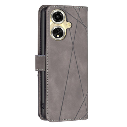 OPPO A59 5G Rhombus Texture Leather Phone Case with Magnetic Buckle and Card Holder