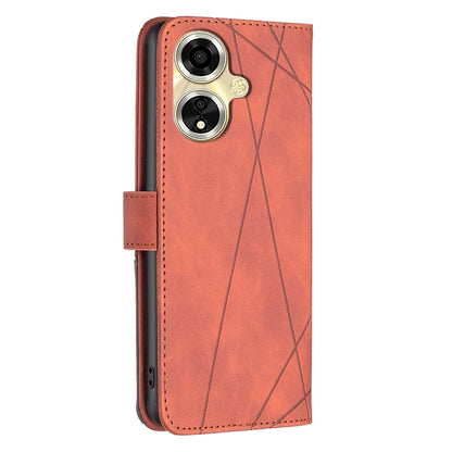 OPPO A59 5G Rhombus Texture Leather Phone Case with Magnetic Buckle and Card Holder