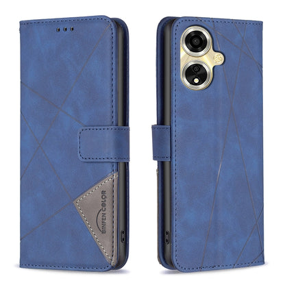 OPPO A59 5G Rhombus Texture Leather Phone Case with Magnetic Buckle and Card Holder