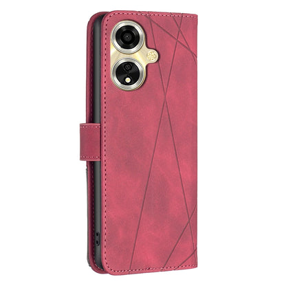OPPO A59 5G Rhombus Texture Leather Phone Case with Magnetic Buckle and Card Holder