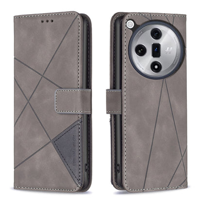 OPPO Find X7 Rhombus Texture Leather Phone Case with Magnetic Buckle and Card Holder