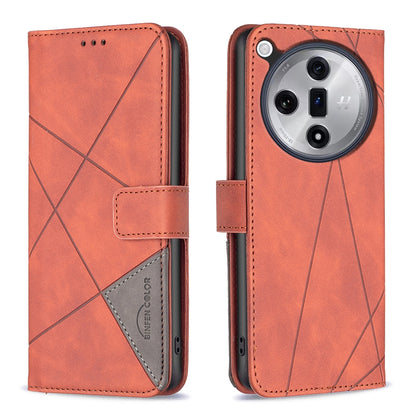 OPPO Find X7 Rhombus Texture Leather Phone Case with Magnetic Buckle and Card Holder