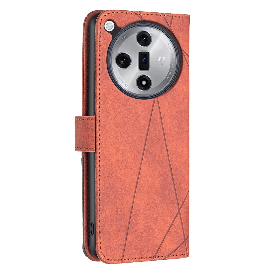OPPO Find X7 Rhombus Texture Leather Phone Case with Magnetic Buckle and Card Holder