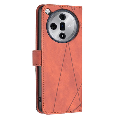 OPPO Find X7 Rhombus Texture Leather Phone Case with Magnetic Buckle and Card Holder