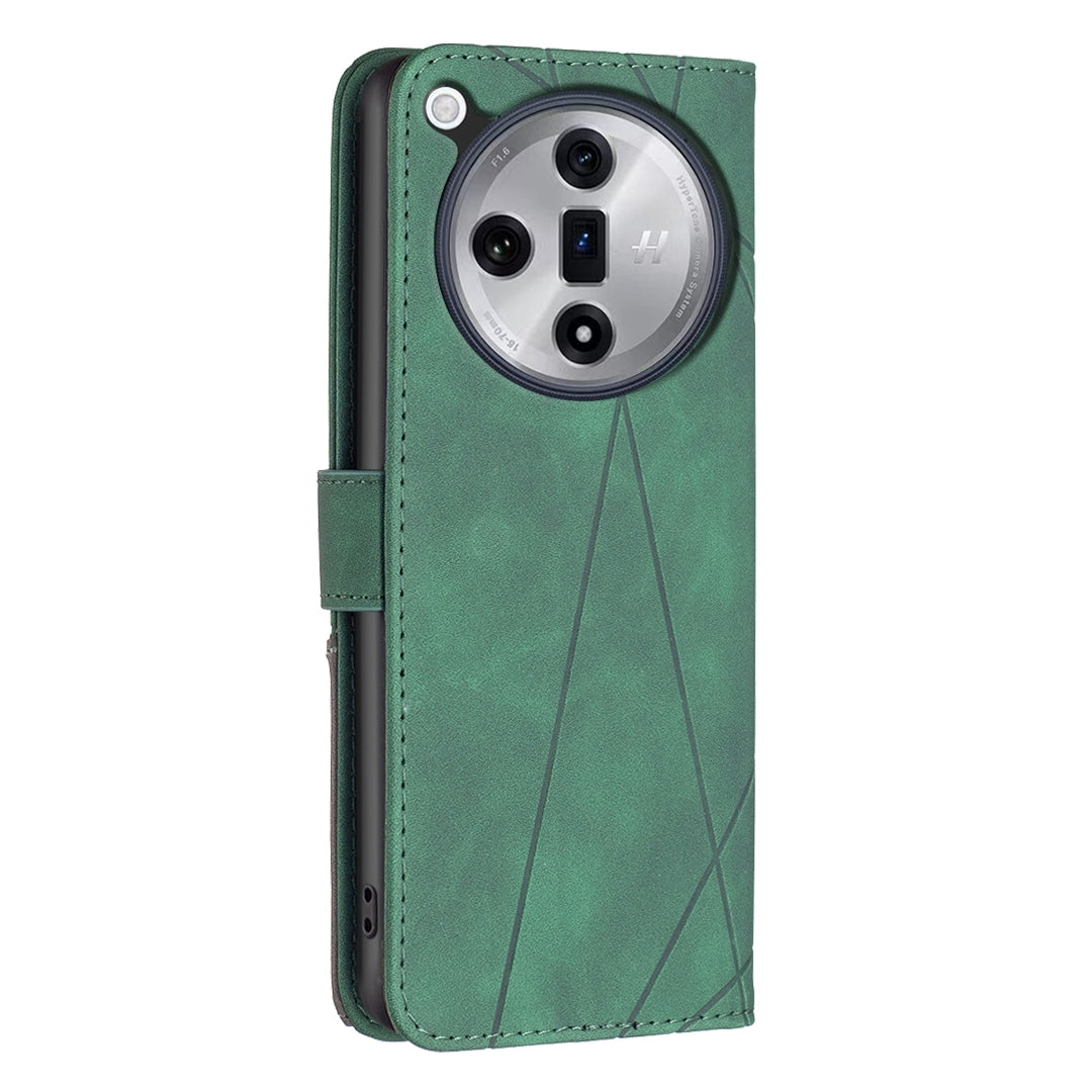 OPPO Find X7 Rhombus Texture Leather Phone Case with Magnetic Buckle and Card Holder