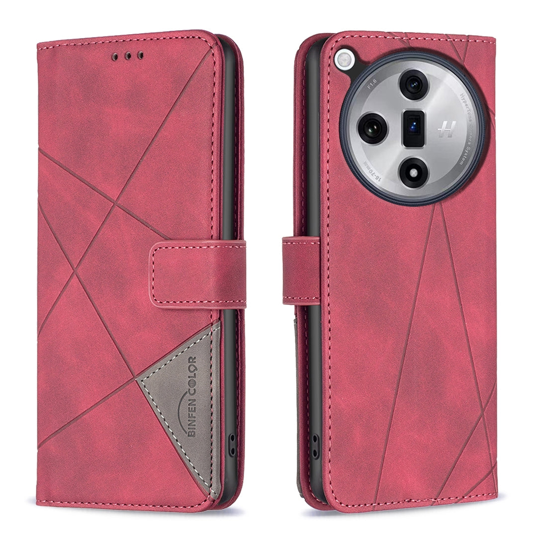 OPPO Find X7 Rhombus Texture Leather Phone Case with Magnetic Buckle and Card Holder