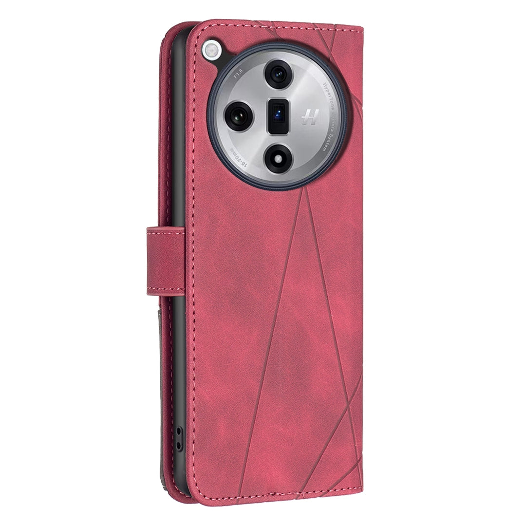 OPPO Find X7 Rhombus Texture Leather Phone Case with Magnetic Buckle and Card Holder