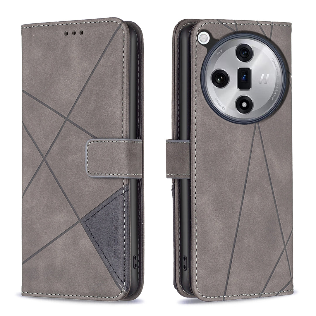 OPPO Find X7 Ultra Rhombus Texture Leather Phone Case with Magnetic Buckle and Card Holder