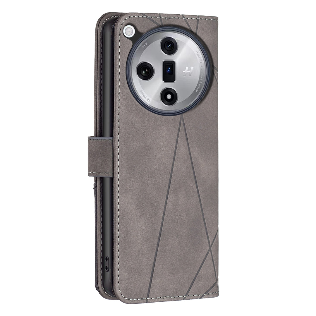 OPPO Find X7 Ultra Rhombus Texture Leather Phone Case with Magnetic Buckle and Card Holder