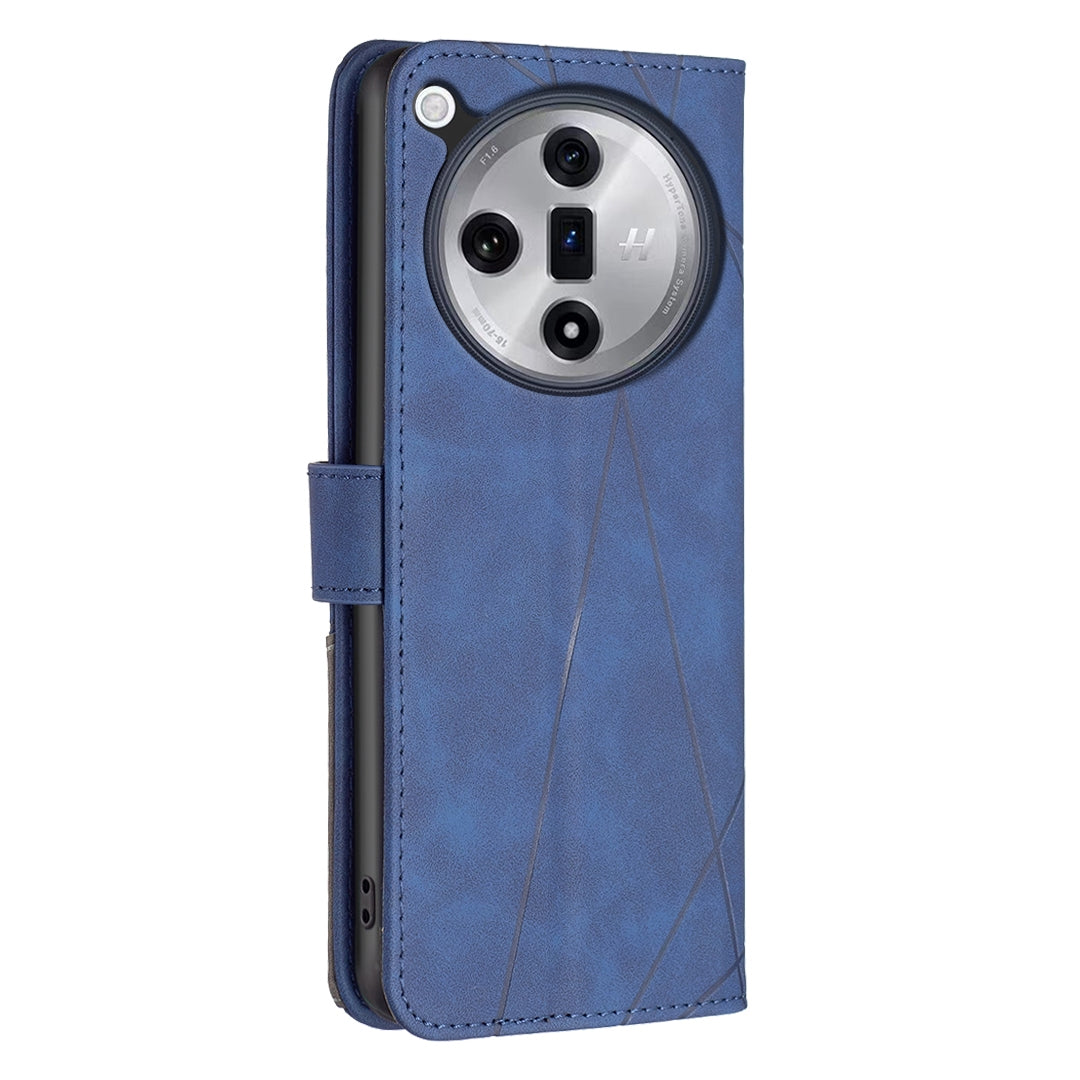 OPPO Find X7 Ultra Rhombus Texture Leather Phone Case with Magnetic Buckle and Card Holder