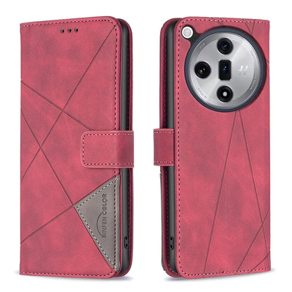 OPPO Find X7 Ultra Rhombus Texture Leather Phone Case with Magnetic Buckle and Card Holder