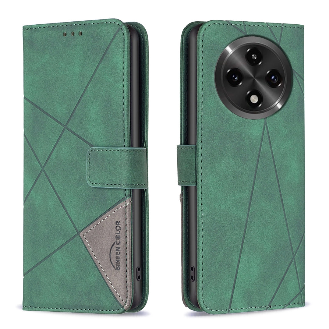 OPPO A3 Pro 5G Rhombus Texture Leather Phone Case with Magnetic Buckle and Card Holder