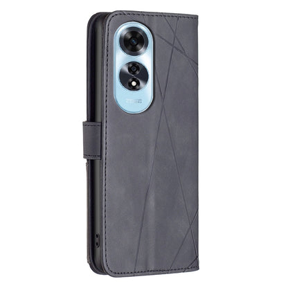 OPPO A60 Rhombus Texture Leather Phone Case with Magnetic Buckle and Card Holder
