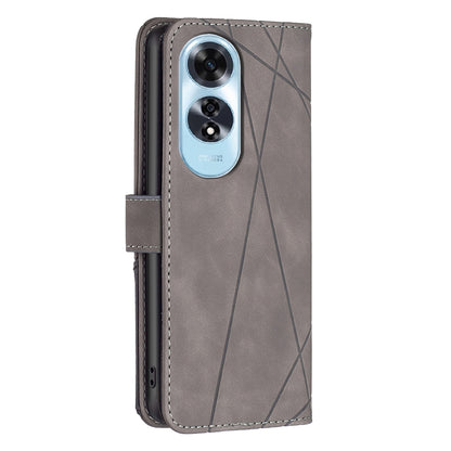 OPPO A60 Rhombus Texture Leather Phone Case with Magnetic Buckle and Card Holder