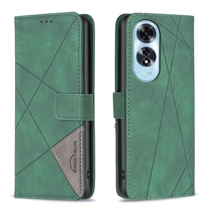 OPPO A60 Rhombus Texture Leather Phone Case with Magnetic Buckle and Card Holder