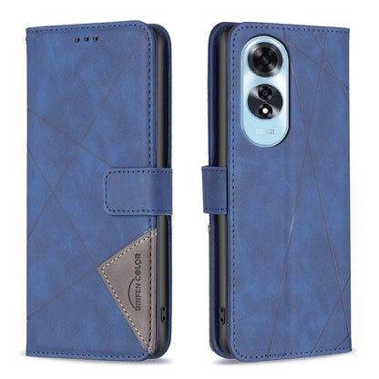 OPPO A60 Rhombus Texture Leather Phone Case with Magnetic Buckle and Card Holder