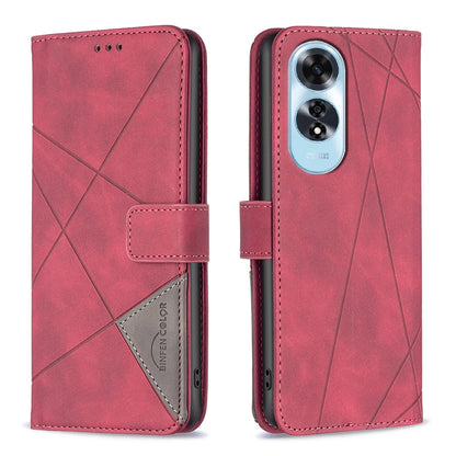 OPPO A60 Rhombus Texture Leather Phone Case with Magnetic Buckle and Card Holder