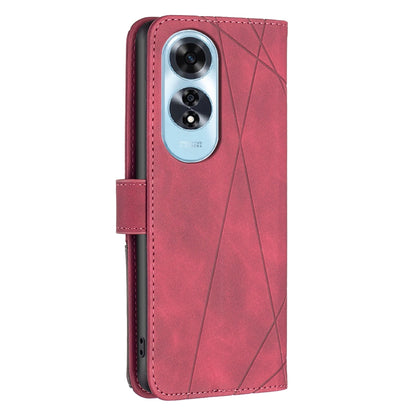 OPPO A60 Rhombus Texture Leather Phone Case with Magnetic Buckle and Card Holder