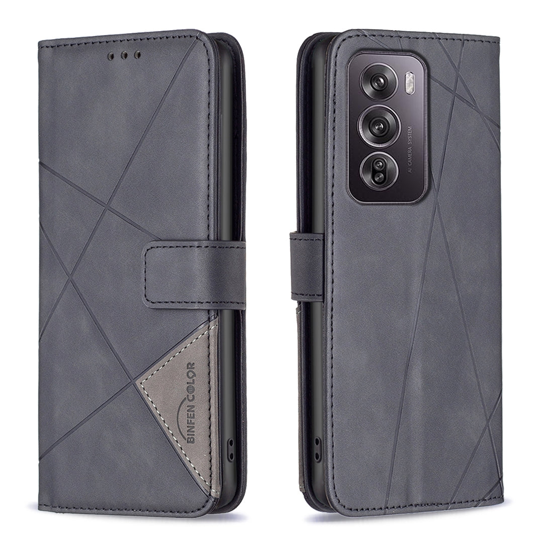 OPPO Reno12 Pro Global Rhombus Texture Leather Phone Case with Magnetic Buckle and Card Holder