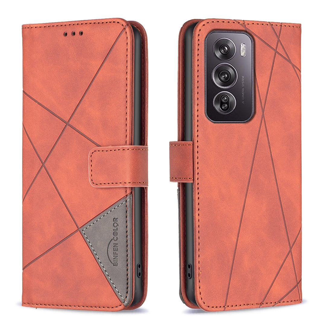 OPPO Reno12 Pro Global Rhombus Texture Leather Phone Case with Magnetic Buckle and Card Holder