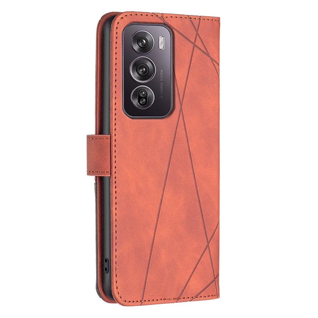 OPPO Reno12 Pro Global Rhombus Texture Leather Phone Case with Magnetic Buckle and Card Holder