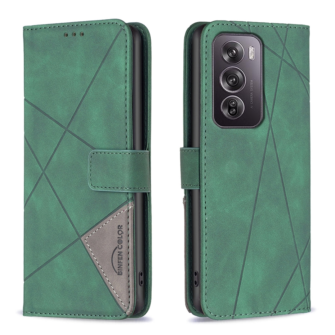 OPPO Reno12 Pro Global Rhombus Texture Leather Phone Case with Magnetic Buckle and Card Holder