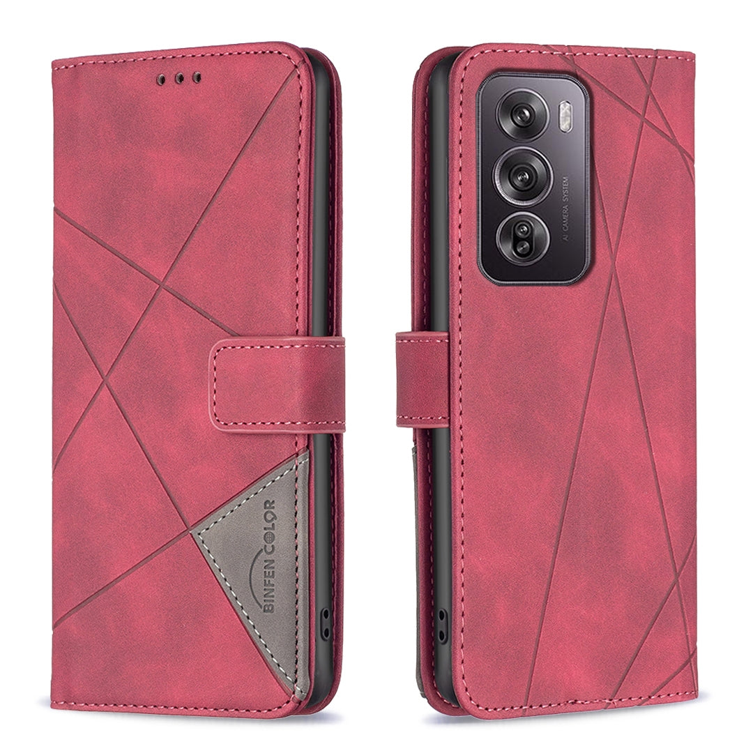 OPPO Reno12 Pro Global Rhombus Texture Leather Phone Case with Magnetic Buckle and Card Holder