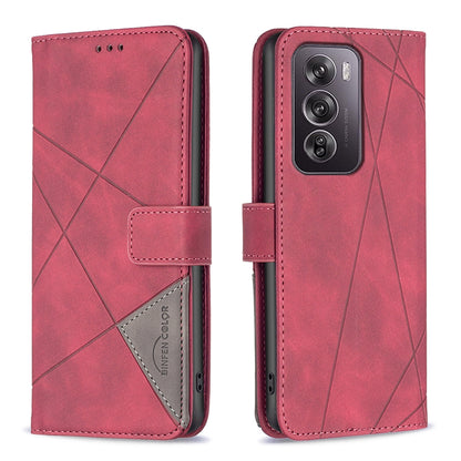 OPPO Reno12 Pro Global Rhombus Texture Leather Phone Case with Magnetic Buckle and Card Holder