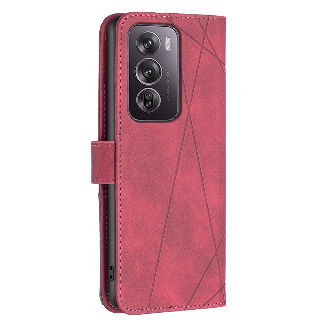 OPPO Reno12 Pro Global Rhombus Texture Leather Phone Case with Magnetic Buckle and Card Holder