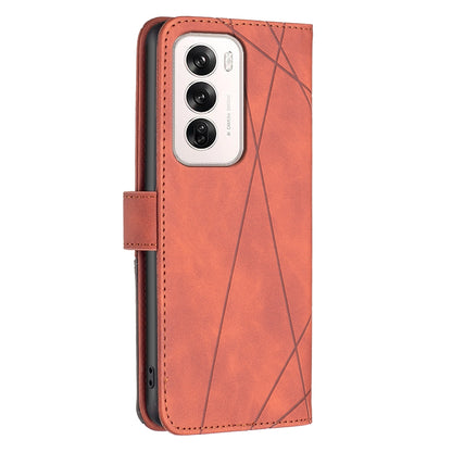 OPPO Reno12 Global Rhombus Texture Leather Phone Case with Magnetic Buckle and Card Holder