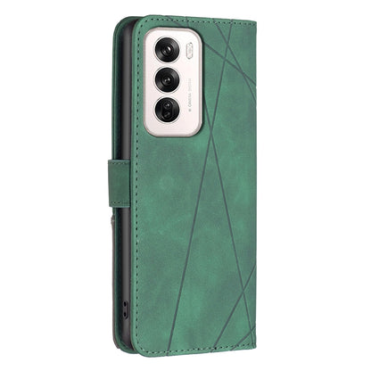 OPPO Reno12 Global Rhombus Texture Leather Phone Case with Magnetic Buckle and Card Holder