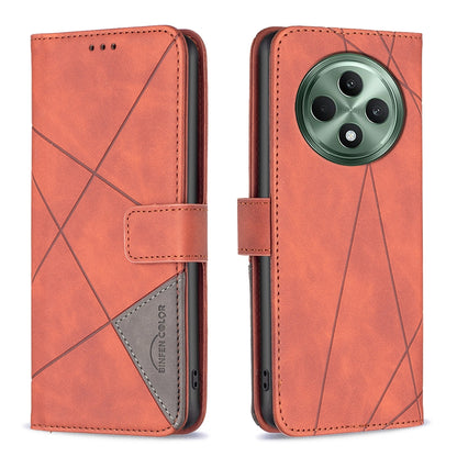 OPPO Reno12 F 5G Rhombus Texture Leather Phone Case with Magnetic Buckle and Card Holder