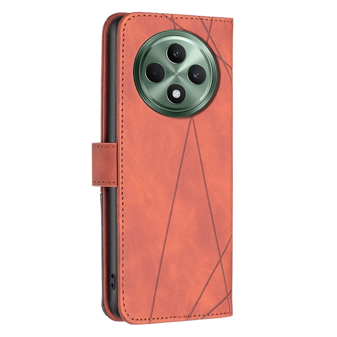 OPPO Reno12 F 5G Rhombus Texture Leather Phone Case with Magnetic Buckle and Card Holder