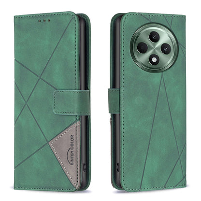 OPPO Reno12 F 5G Rhombus Texture Leather Phone Case with Magnetic Buckle and Card Holder