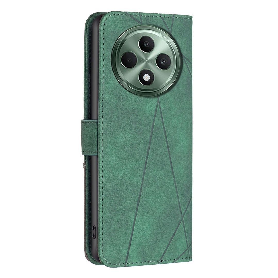 OPPO Reno12 F 5G Rhombus Texture Leather Phone Case with Magnetic Buckle and Card Holder